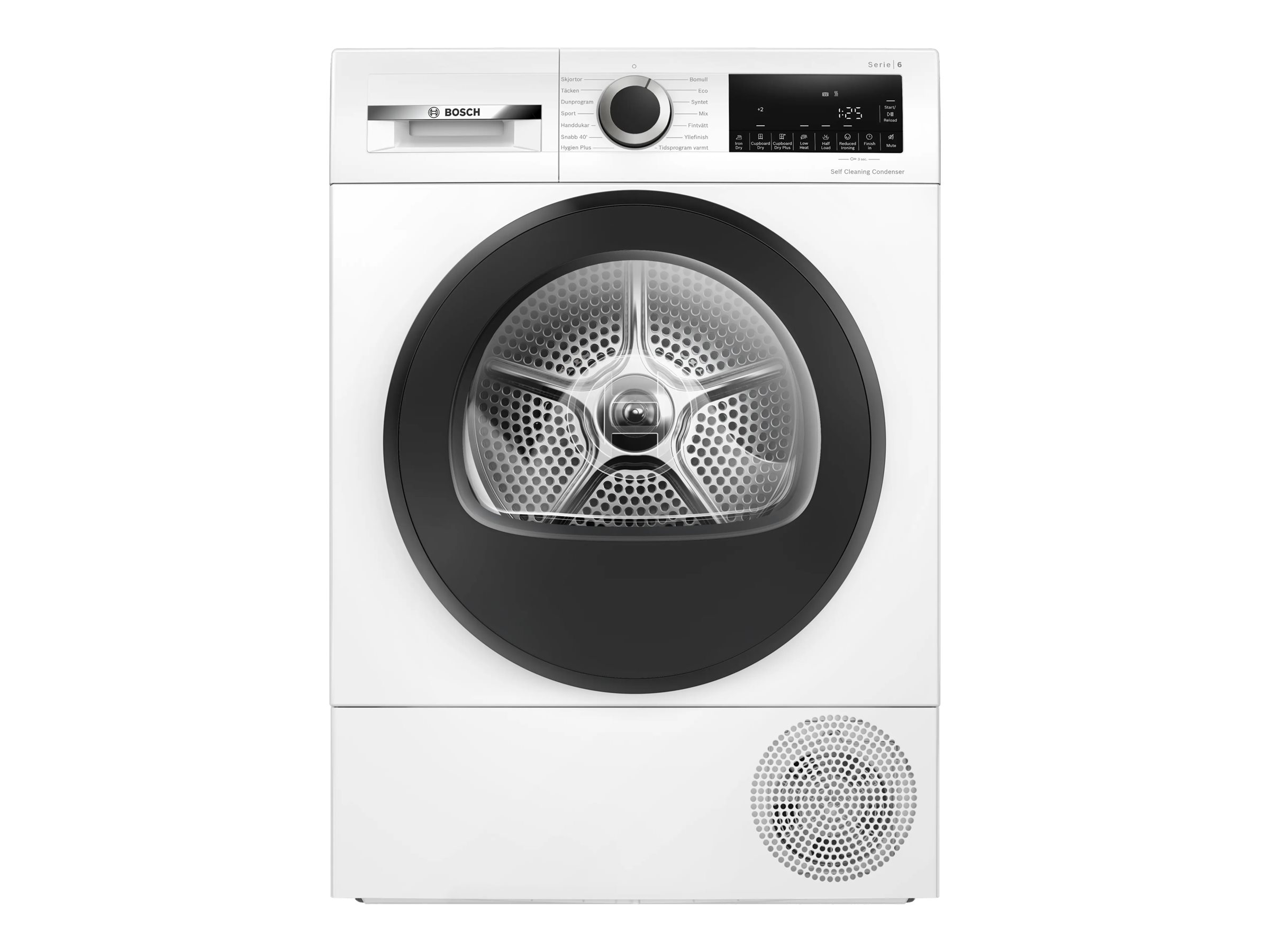 Bosch Dryer Machine - WQG2420PSN - Energy efficiency class A++ - Front loading - 9 kg - Heat pump - LED - Depth 61.3 cm - White