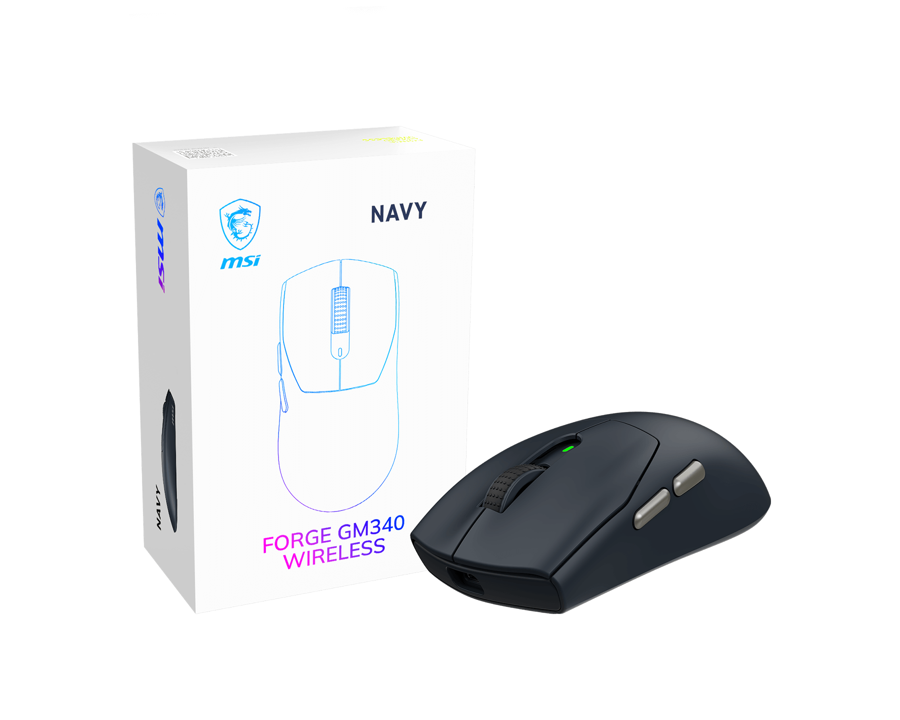 MSI Gaming Mouse - FORGE GM340 WIRELESS - Wireless - 2.4 GHz, Bluetooth, USB - Navy