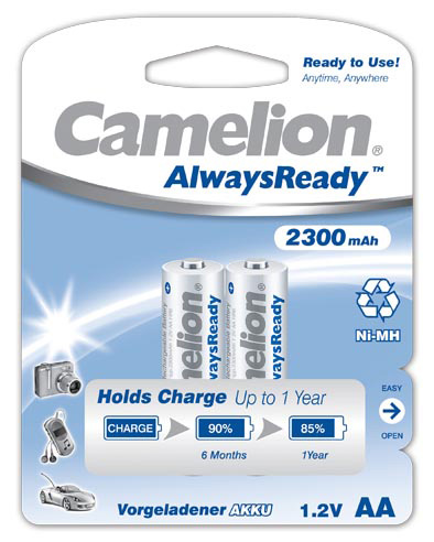 Camelion - AA/HR6 - 2300 mAh - AlwaysReady Rechargeable Batteries Ni-MH - 2 pc(s)