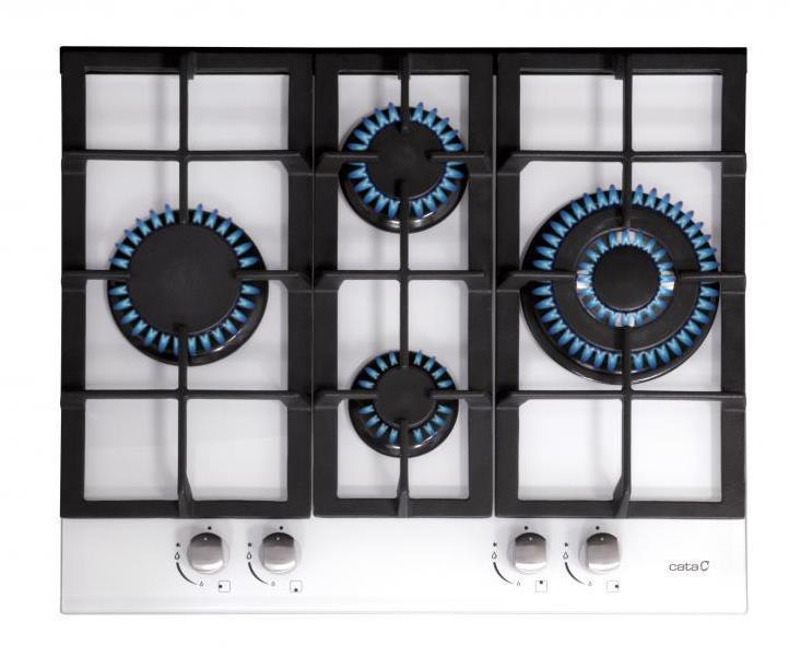 CATA - hob - LCI 6031 WH - Gas on glass - Number of burners/cooking zones 4 - Rotary knobs - White