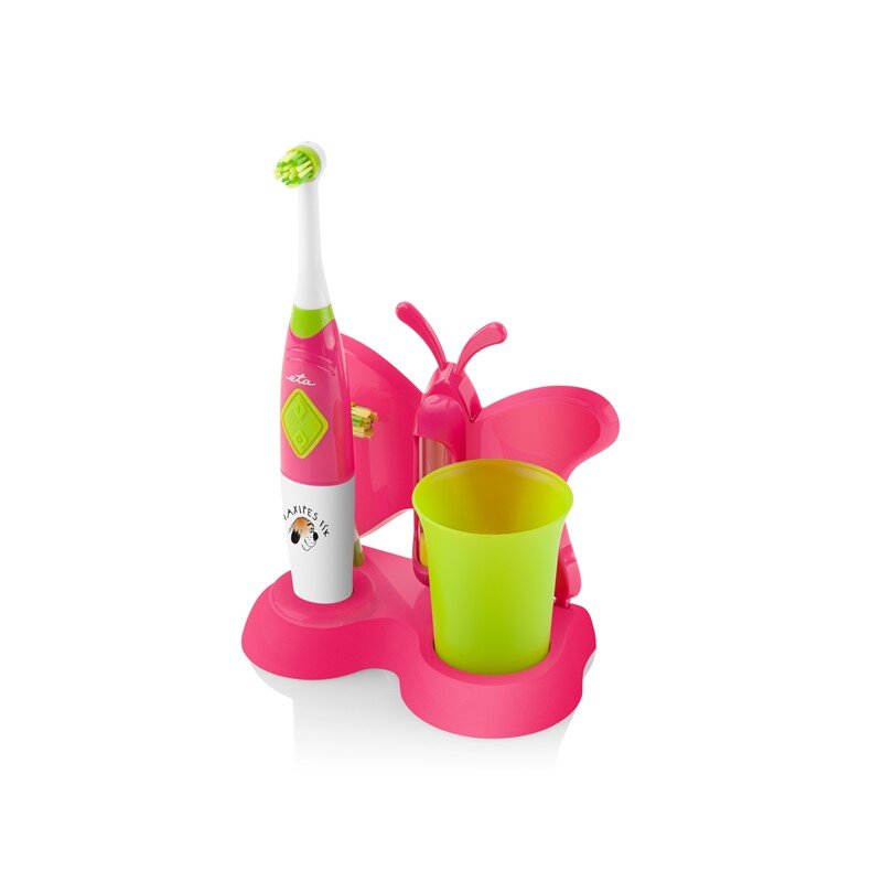 ETA - Toothbrush with water cup and holder - Sonetic  ETA129490070 - Battery operated - For kids - Number of brush heads included 2 - Number of teeth brushing modes 2 - Pink