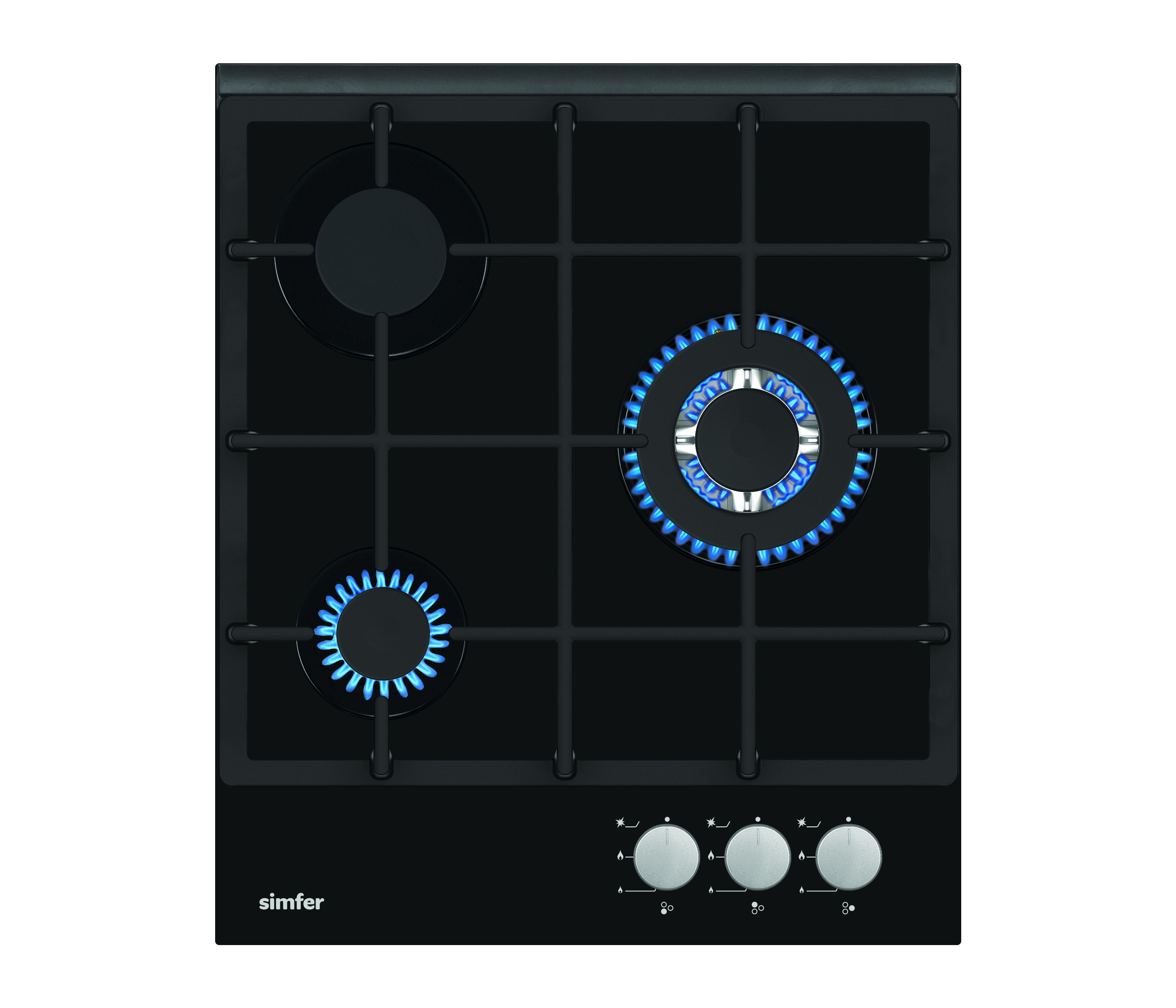 Simfer - Hob - H4.305.HGSSP - Gas on glass - Number of burners/cooking zones 3 - Rotary knobs - Black