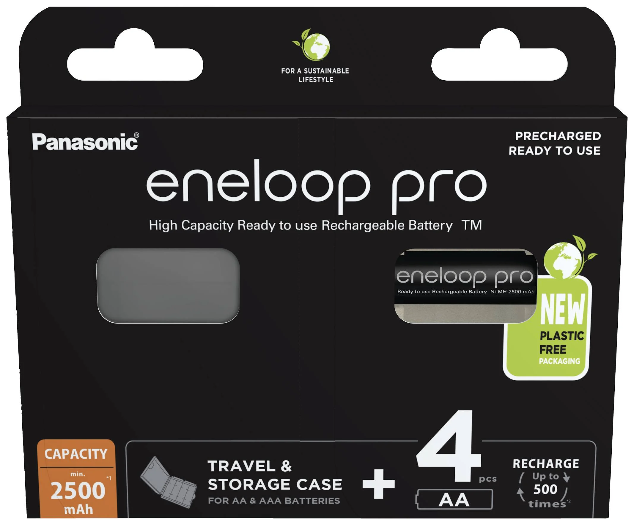 Panasonic - Rechargeable Batteries - ENELOOP BK-3HCDEC4BE - AA - 2500 mAh - 4 pc(s)