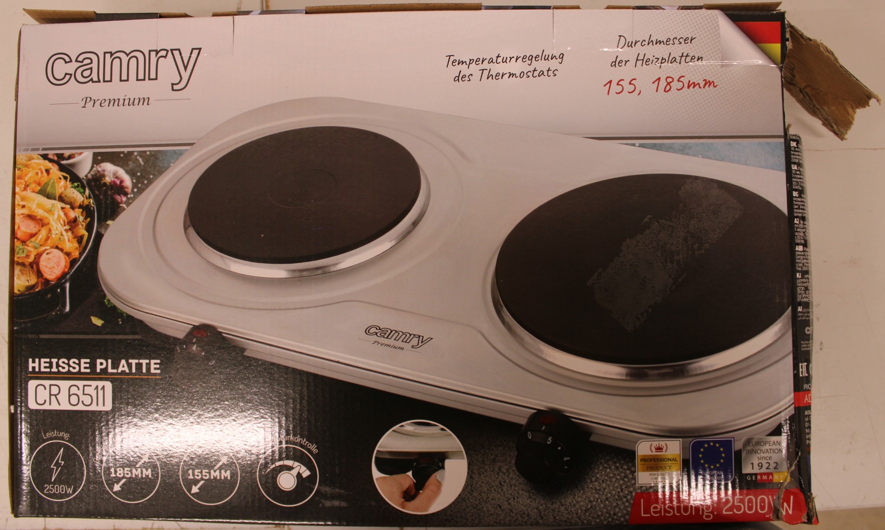 SALE OUT. Camry - CR 6511 - Number of burners/cooking zones 2 - Rotary knobs - Electric - Stainless steel - DAMAGED PACKAGING