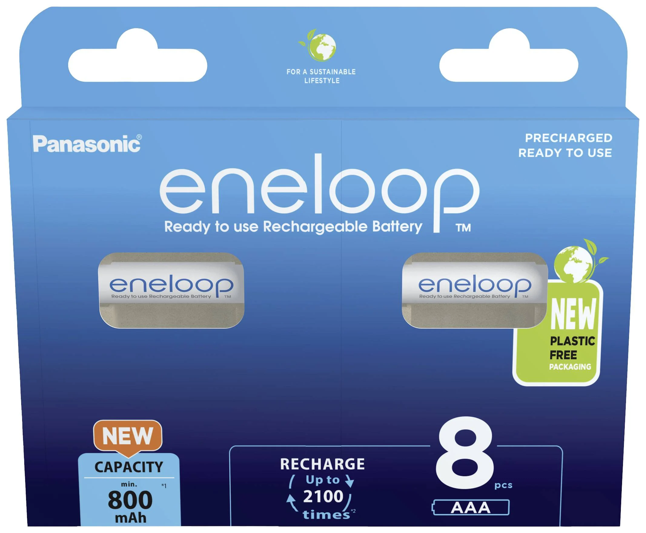 Panasonic - Rechargeable Batteries - ENELOOP BK-4MCDE/8BE - AAA - 800 mAh - 8 pc(s)
