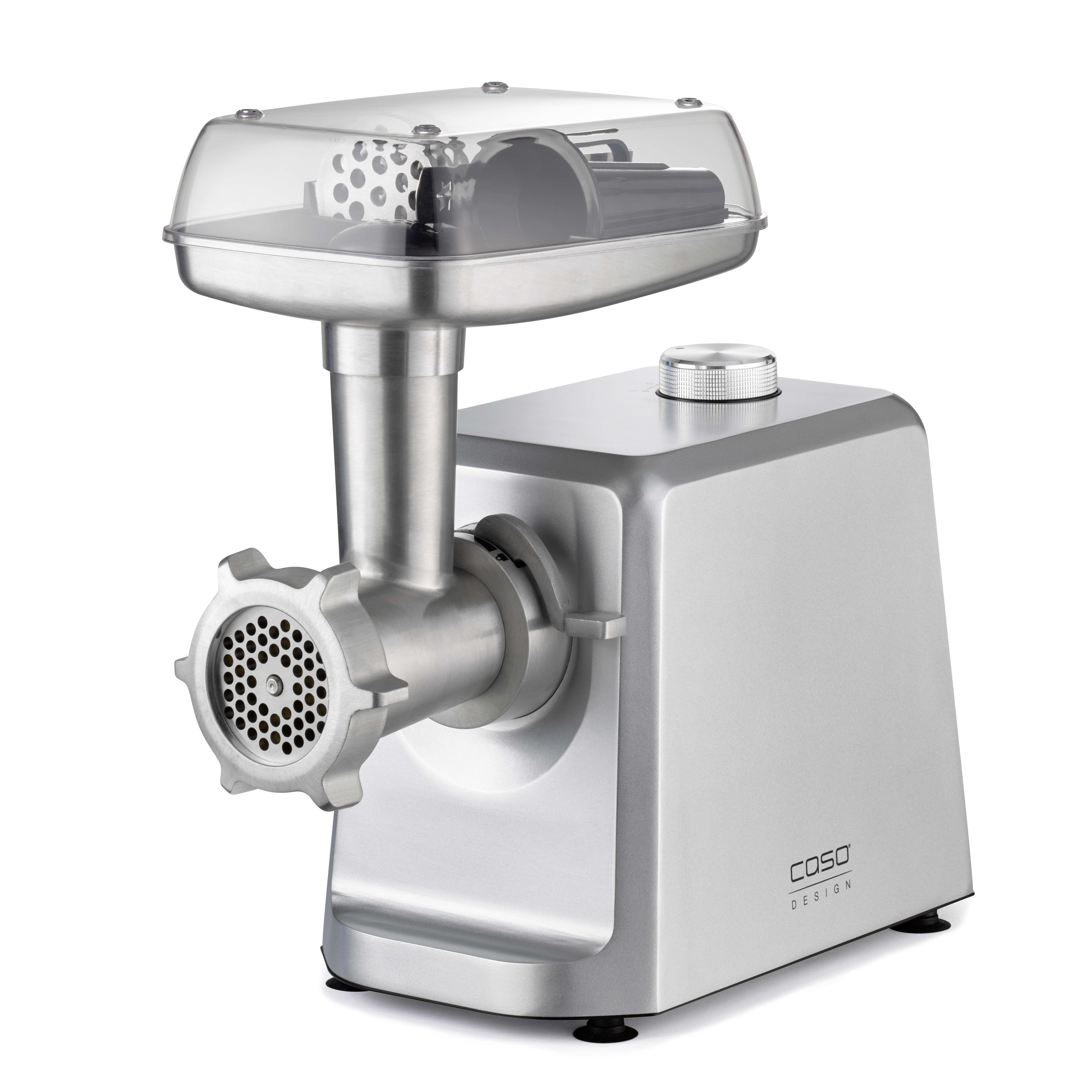 Caso - Meat Mincer - FW 2500 - Stainless Steel - 2500 W - Number of speeds 2 - Throughput (kg/min) 2.5 - 3 stainless steel cutting plates (3 mm, 5 mm and 8 mm), Sausage filler, Cookie attachment with 4 moulds, Stuffer