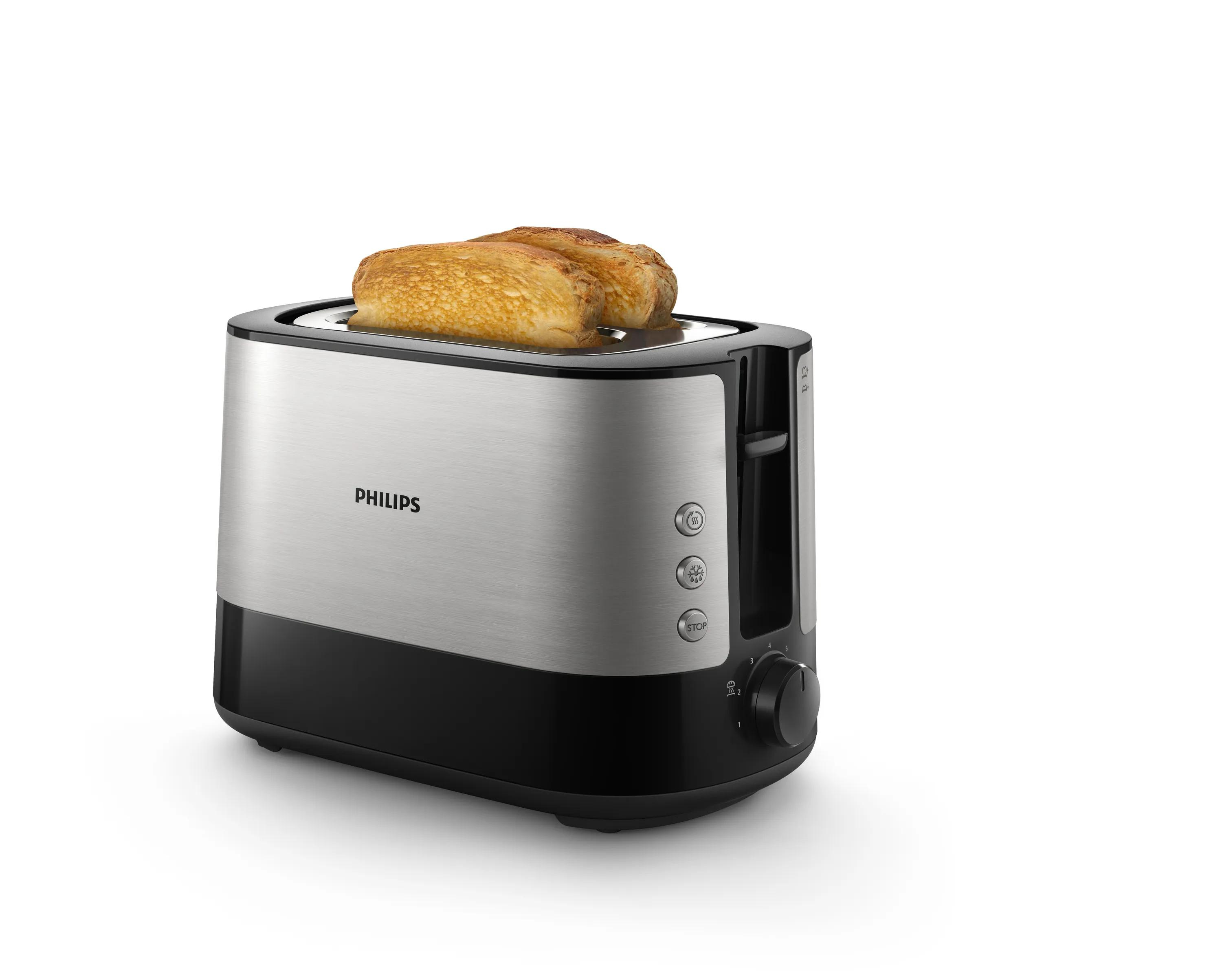 Philips Viva Collection Toaster HD2637/90 Extra wide 2 slots toaster Built in bun warmer Black/Damaged package