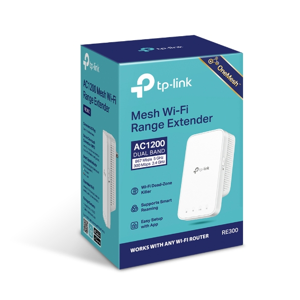 TP-LINK - Mesh Extender - RE300 - 802.11ac - 2.4GHz/5GHz - 300+867 Mbit/s - Ethernet LAN (RJ-45) ports No - MU-MiMO No - no PoE - Antenna type 2xInternal