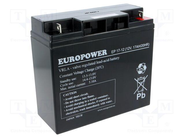 BATTERY 12V 17AH VRLA/EP17-12 EUROPOWER EMU