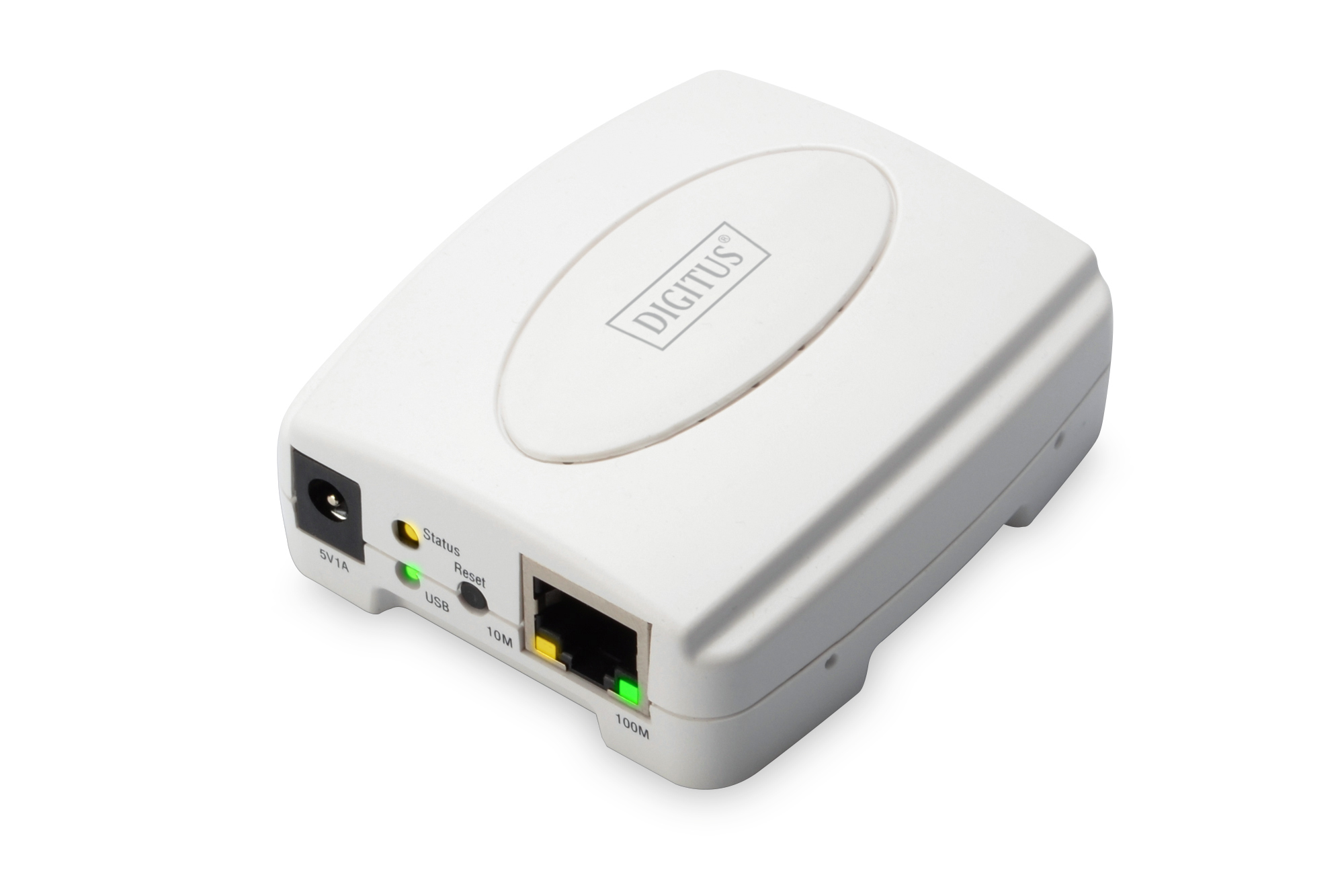 Digitus - USB Print Server, 1-Port 1x RJ45, 1x USB A, USB 2.0 - DN-13003-2 - White