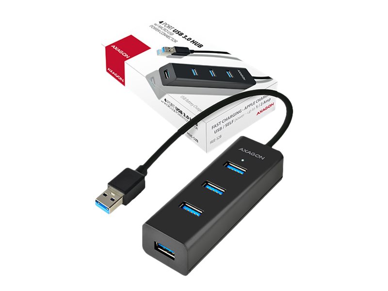 AXAGON Four-port USB 3.0 hub with fast charging and power support - HUE-S2B