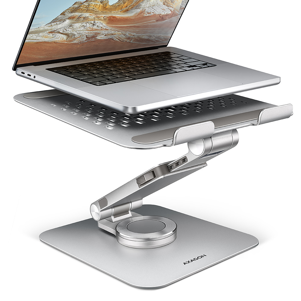 AXAGON Desk Mount - STND-LR stand with 360° rotation for laptops and tablets - Adjustable Height, Angle - 10-17.3 " - Aluminum