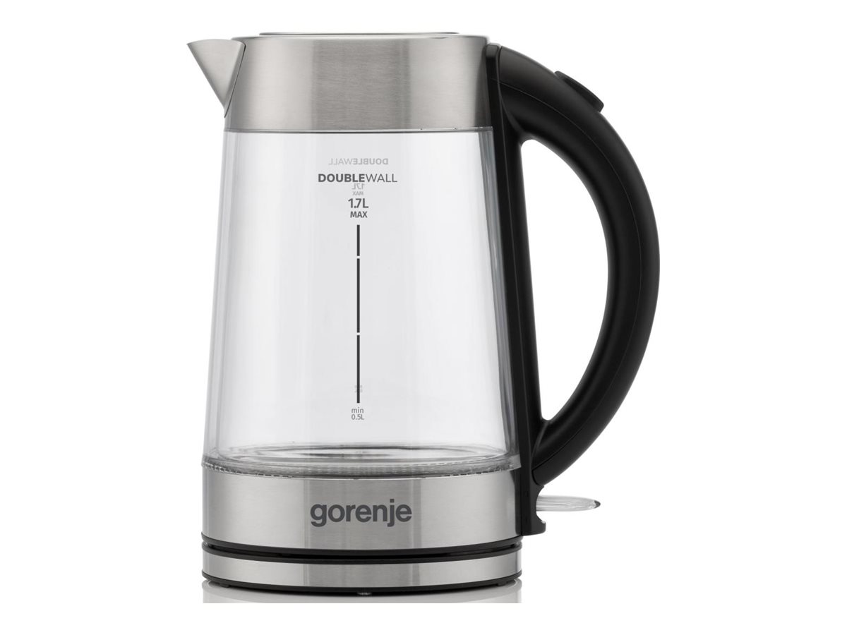 Gorenje Kettle - K17GDWII - 2200 W - Electric - 1.7 L - 360° rotational base - Stainless steel/Glass - Stainless steel/Transparent