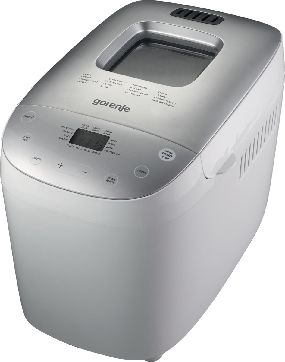 Gorenje - Bread maker - BM1600WG - Power 850 W - Number of programs 16 - Display LCD - White/Silver