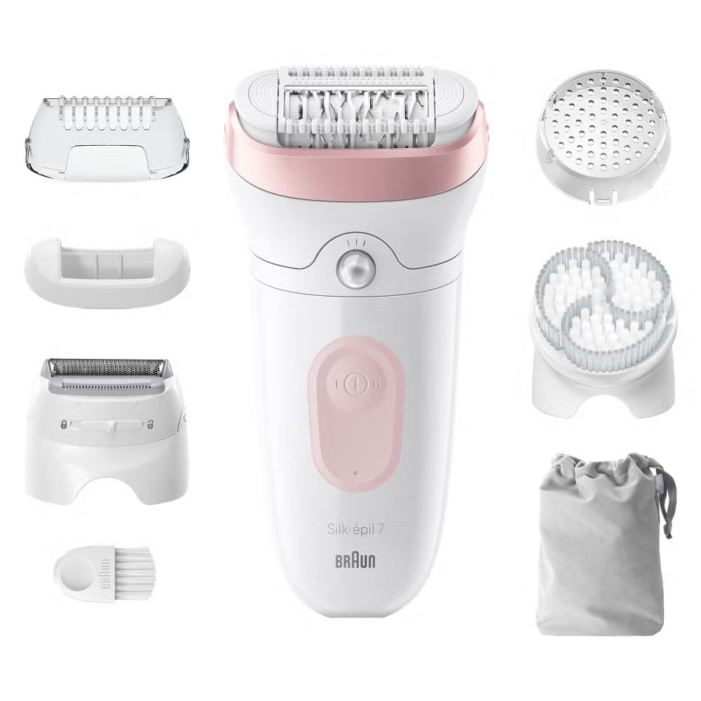 Braun - Epilator - Silk-épil Series 7 7-060 - Operating time (max) 40 min - Number of power levels 1 - Wet & Dry - White/Pink