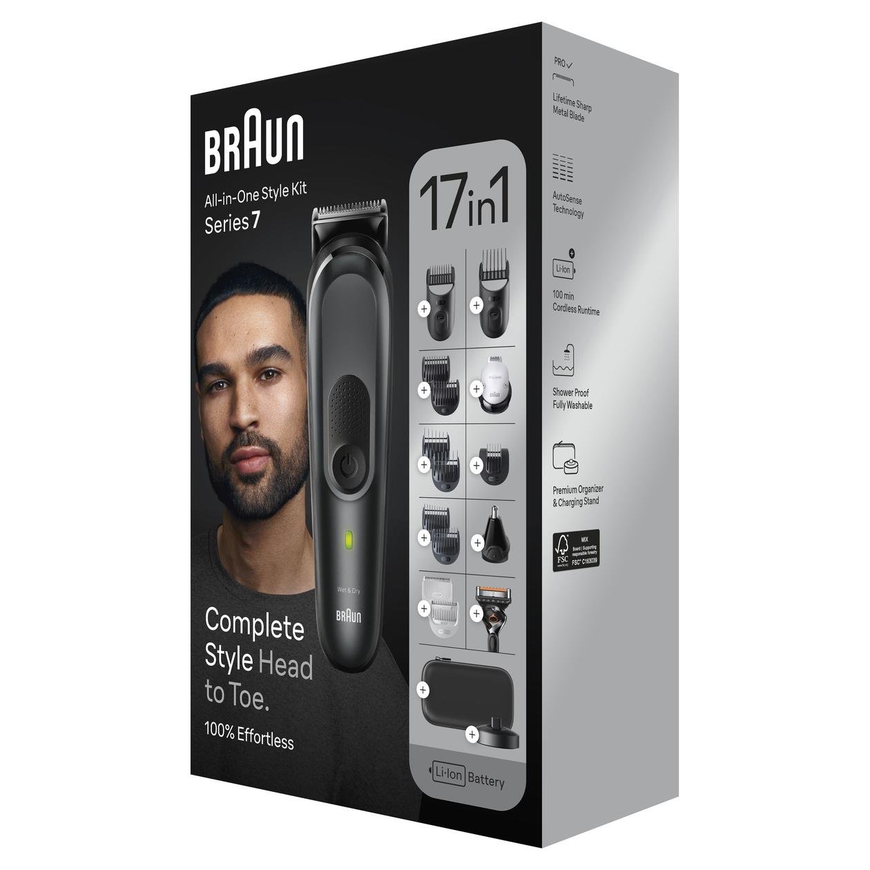Braun - 17-in-1 Multi-grooming Style Kit - MGK7491 - Cordless - Number of length steps 13 - Grey