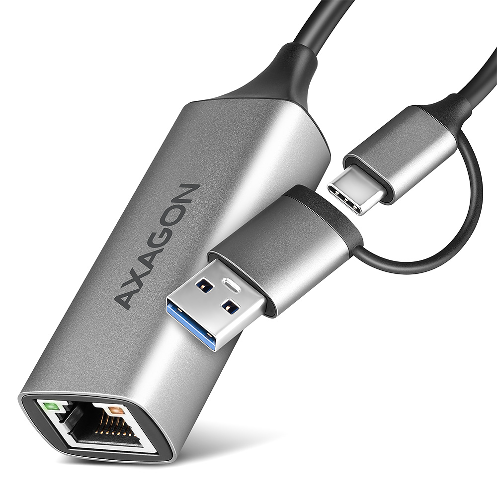 AXAGON ADE-TXCA Compact aluminum USB 3.2 Gen 1 Gigabit Ethernet 10/100/1000Mbit adapter with automatic installation, Nintendo Switch support and USB C-A reduction