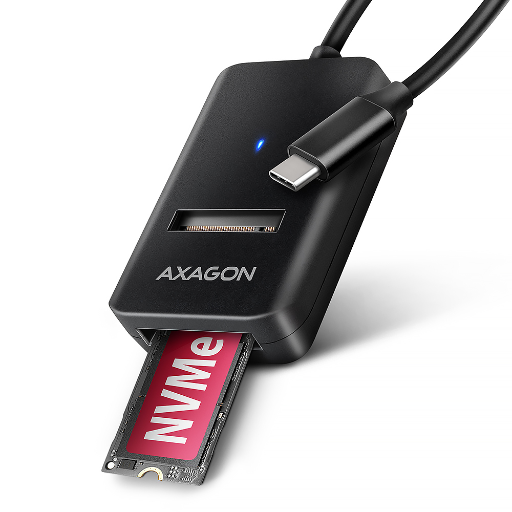 AXAGON USB-C 10Gbps adapter for fast connection of M.2 NVMe and SATA SSD, USB-C cable 10 cm - ADM2-CM