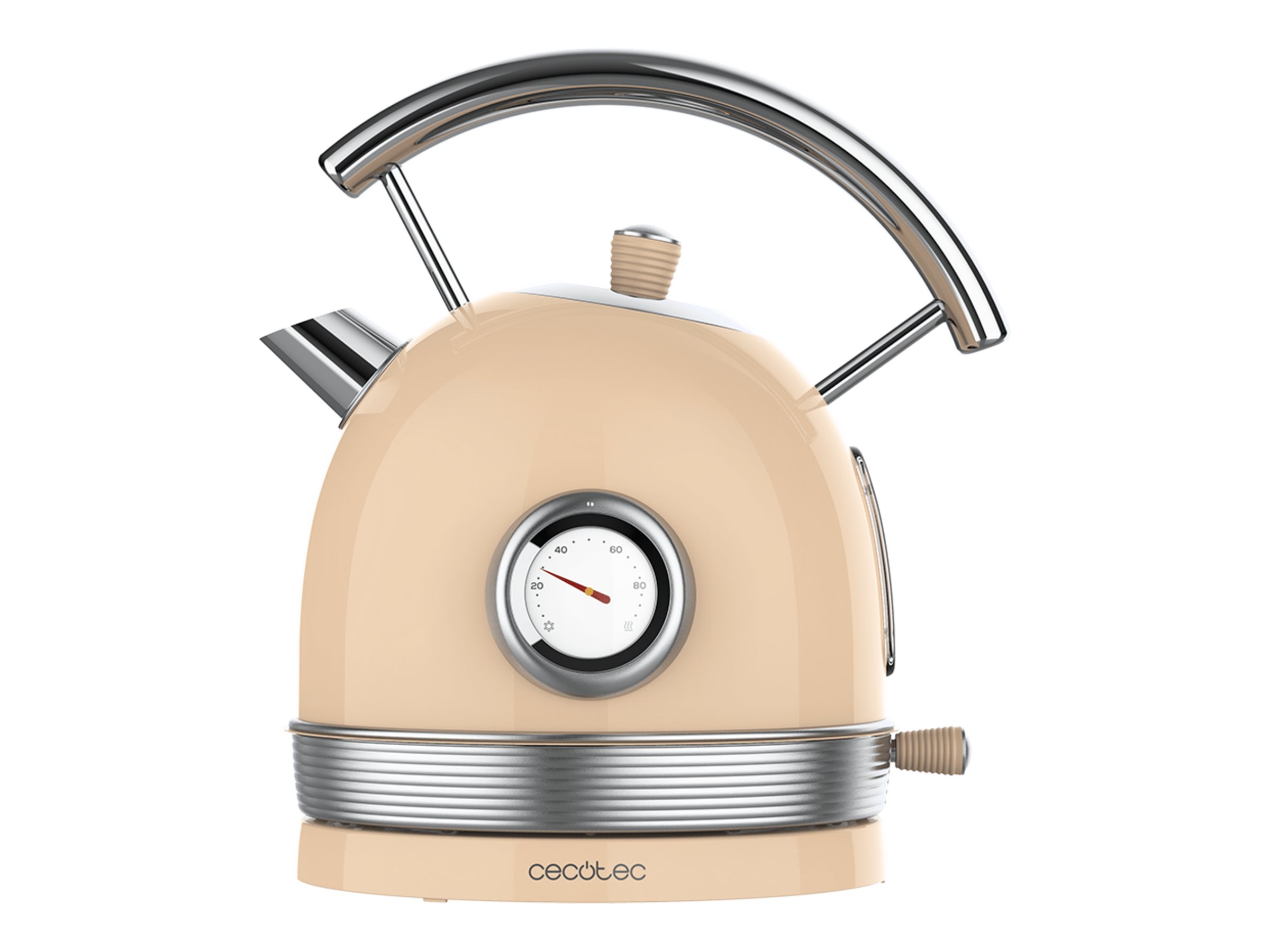 Cecotec Kettle - ThermoSense 420 Vintage - 2200 W - Electric - 1.8 L - Stainless steel - 360° rotational base - Light Beige