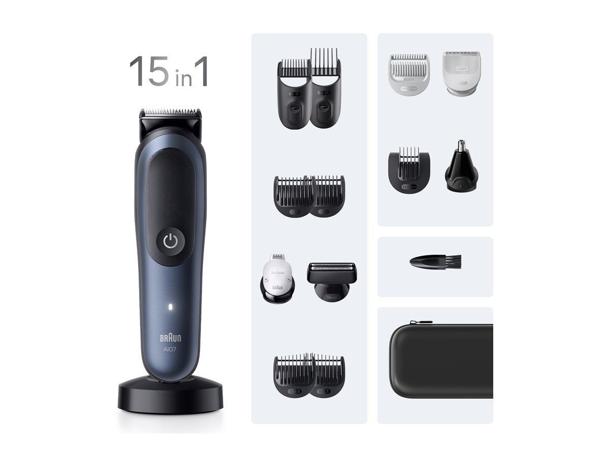 Braun Hair Trimmer - All-in-One Series 7 AIO7580 - Cordless - Wet & Dry - Number of length steps 14 - Blue/Black