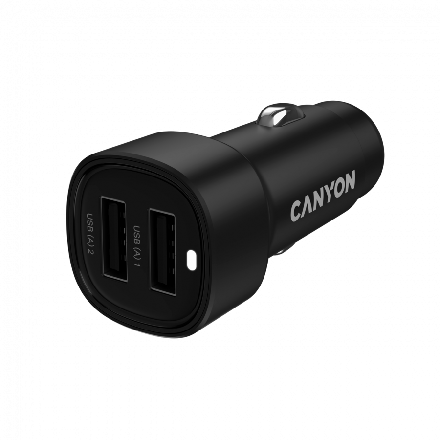 CANYON car charger OnDrive 24  24W 2xUSB-A Black