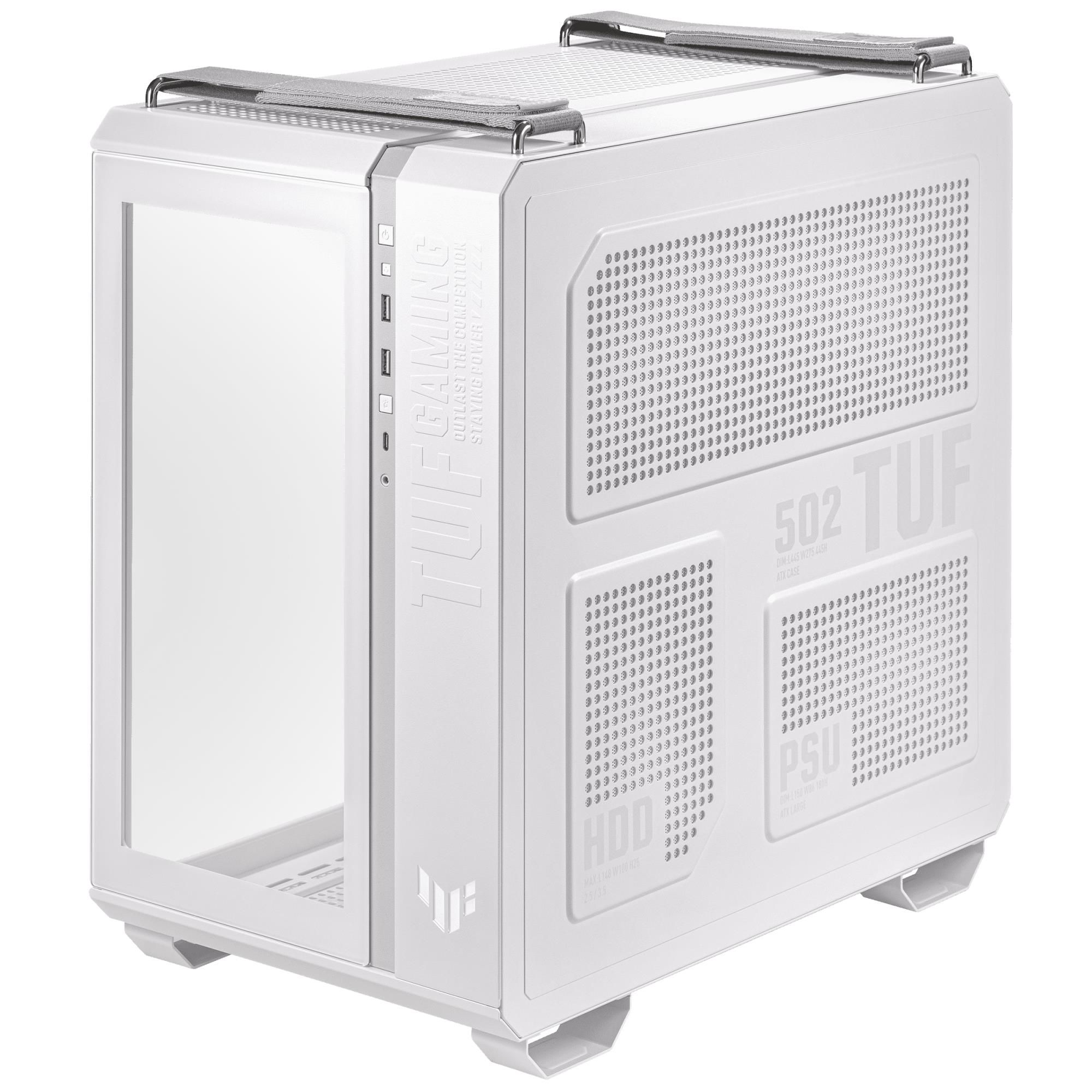 Case|ASUS|TUF Gaming GT502|MidiTower|Case product features Transparent panel|Not included|ATX|MicroATX|MiniITX|Colour White|GAMGT502PLUS/TGARGBWH